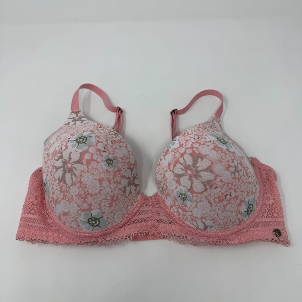 Lucky Brand Floral Underwire Bra Pink w/ Lace Women's Size 36B